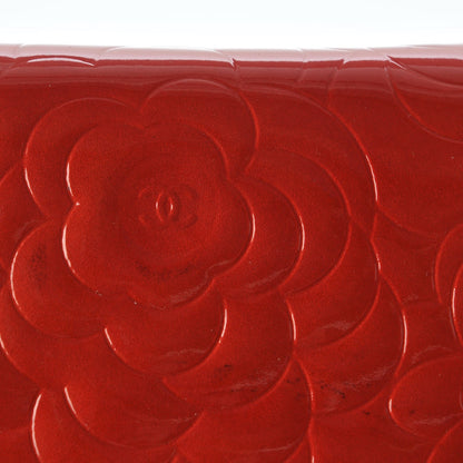 Chanel Patent Camellia Embossed Wallet On Chain WOC Dark Red 9 of 11
