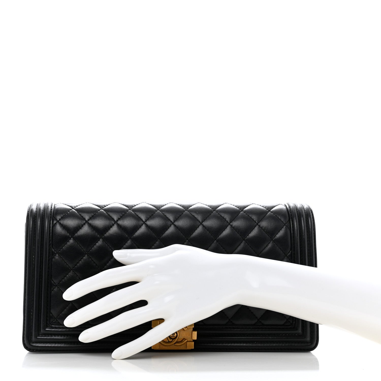 Chanel Lambskin Quilted Boy Flap Clutch Black 5 of 18