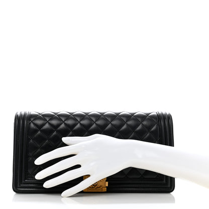 Chanel Lambskin Quilted Boy Flap Clutch Black 5 of 18