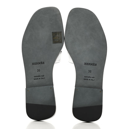 Hermes Metallic Nappa Calfskin Oran Sandals 36 Argent 5 of 10