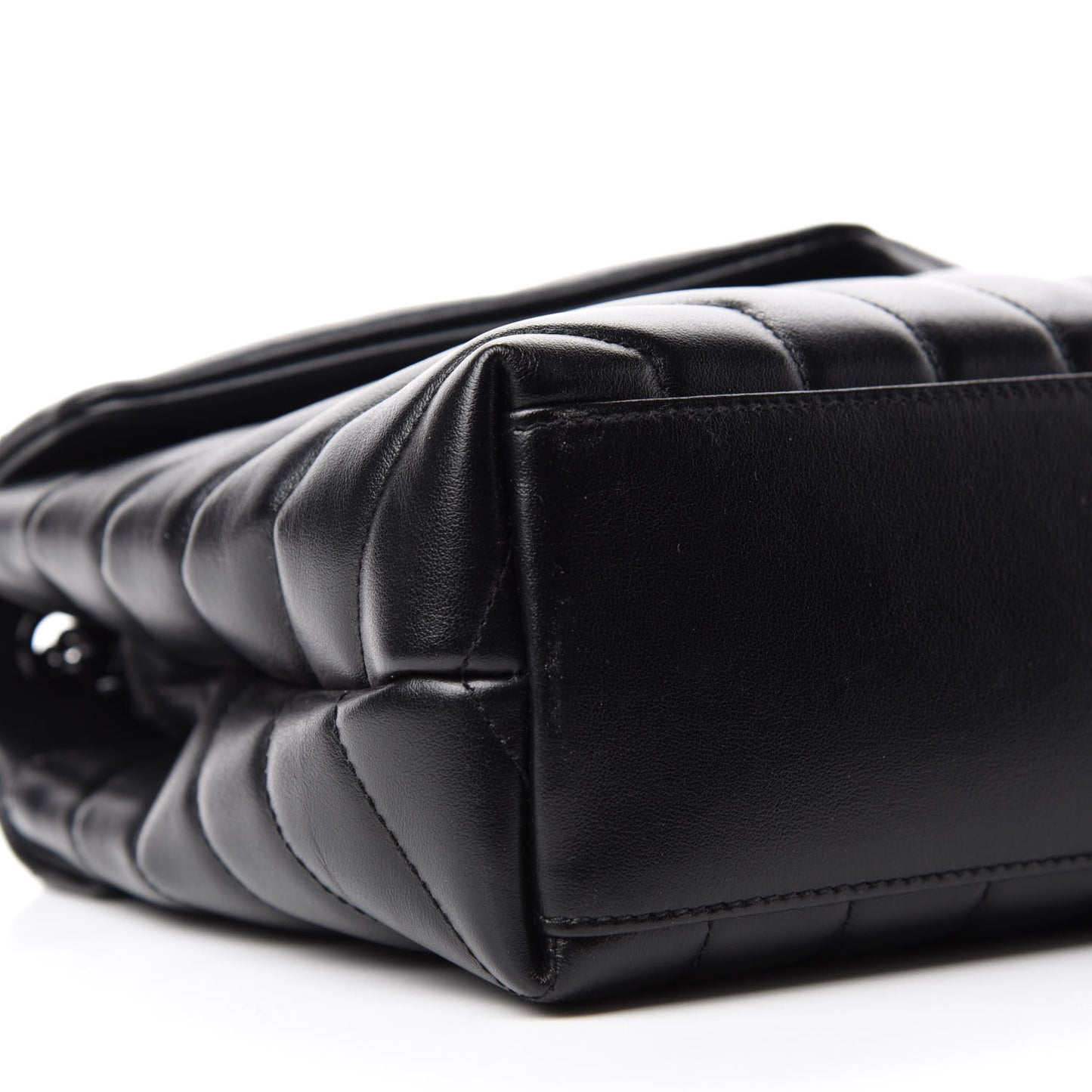 Calfskin Y Quilted Monogram Small Loulou Chain Satchel Black