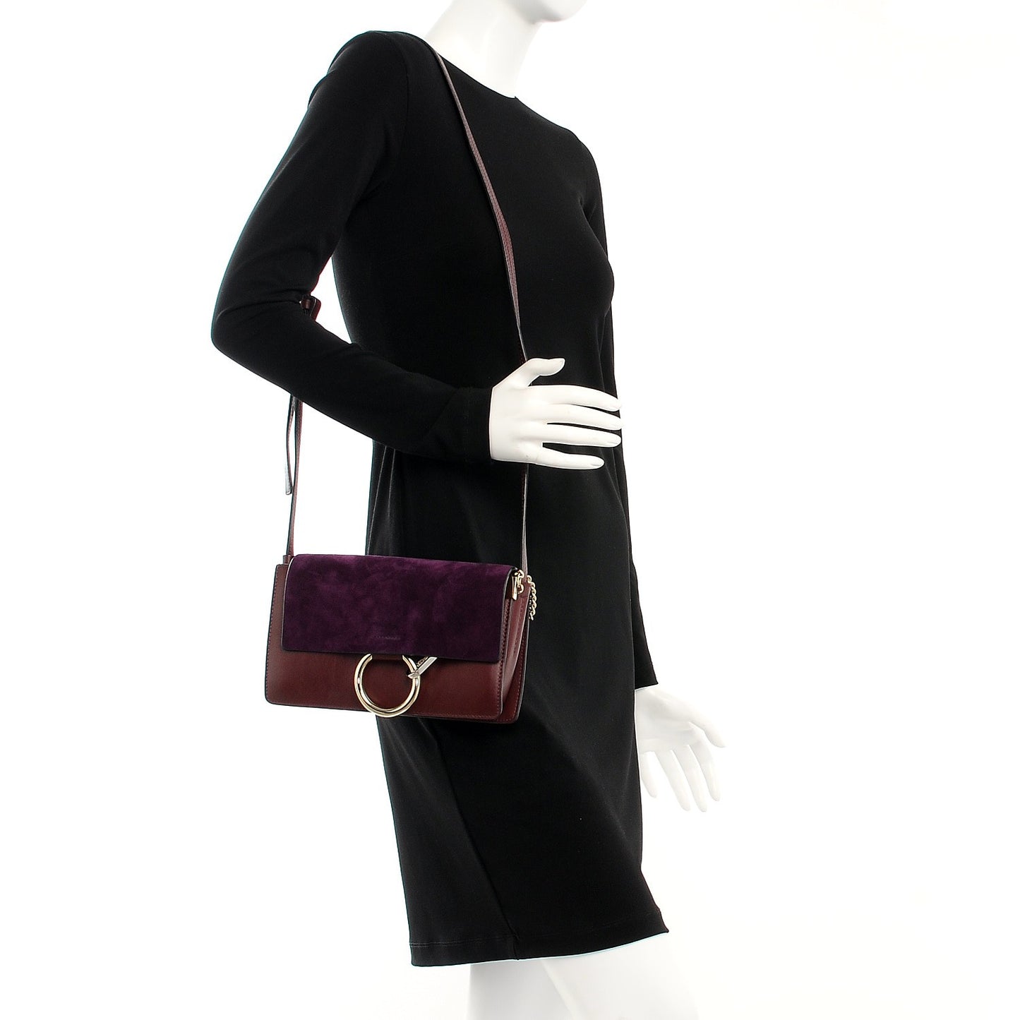 Suede Calfskin Small Faye Shoulder Bag Intense Violine