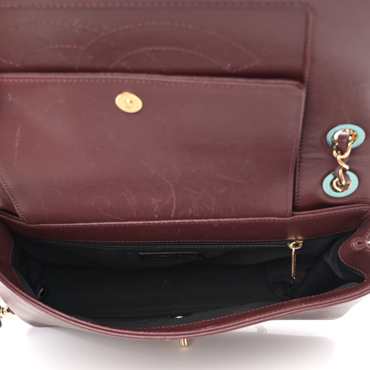 Chanel Sheepskin Quilted Vintage Mademoiselle Flap Dark Red 5 of 20