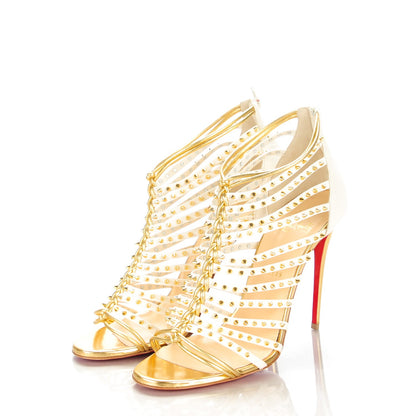 Christian Louboutin Nappa Millaclou 100 Cage Sandals 39 Edelweiss Gold 3 of 8