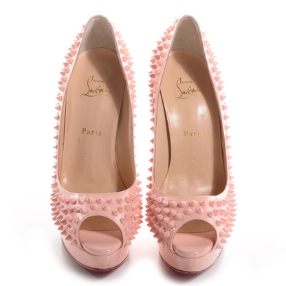Christian Louboutin Patent Calf Lady Peep Pink Spikes 150 Pumps 41 Baby Pink 2 of 7