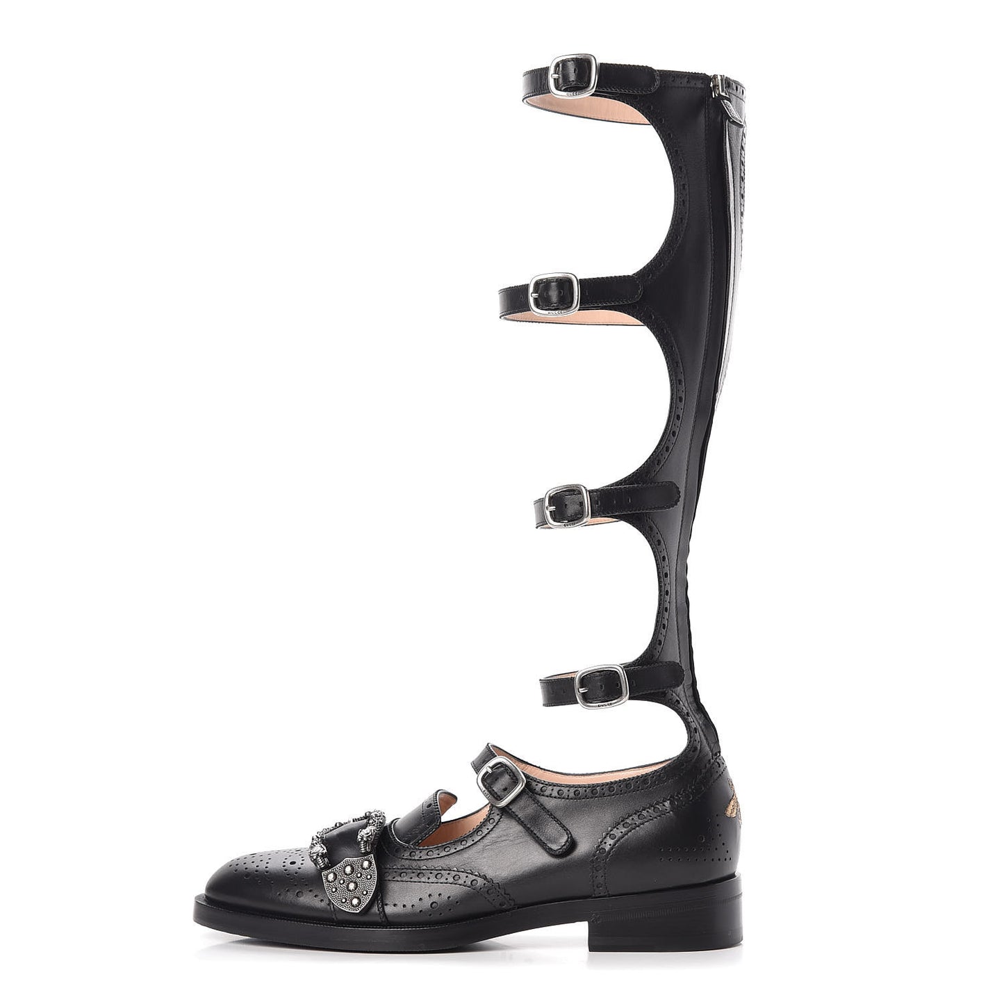 Calfskin Queercore Brogue Knee High Boots 40.5 Black