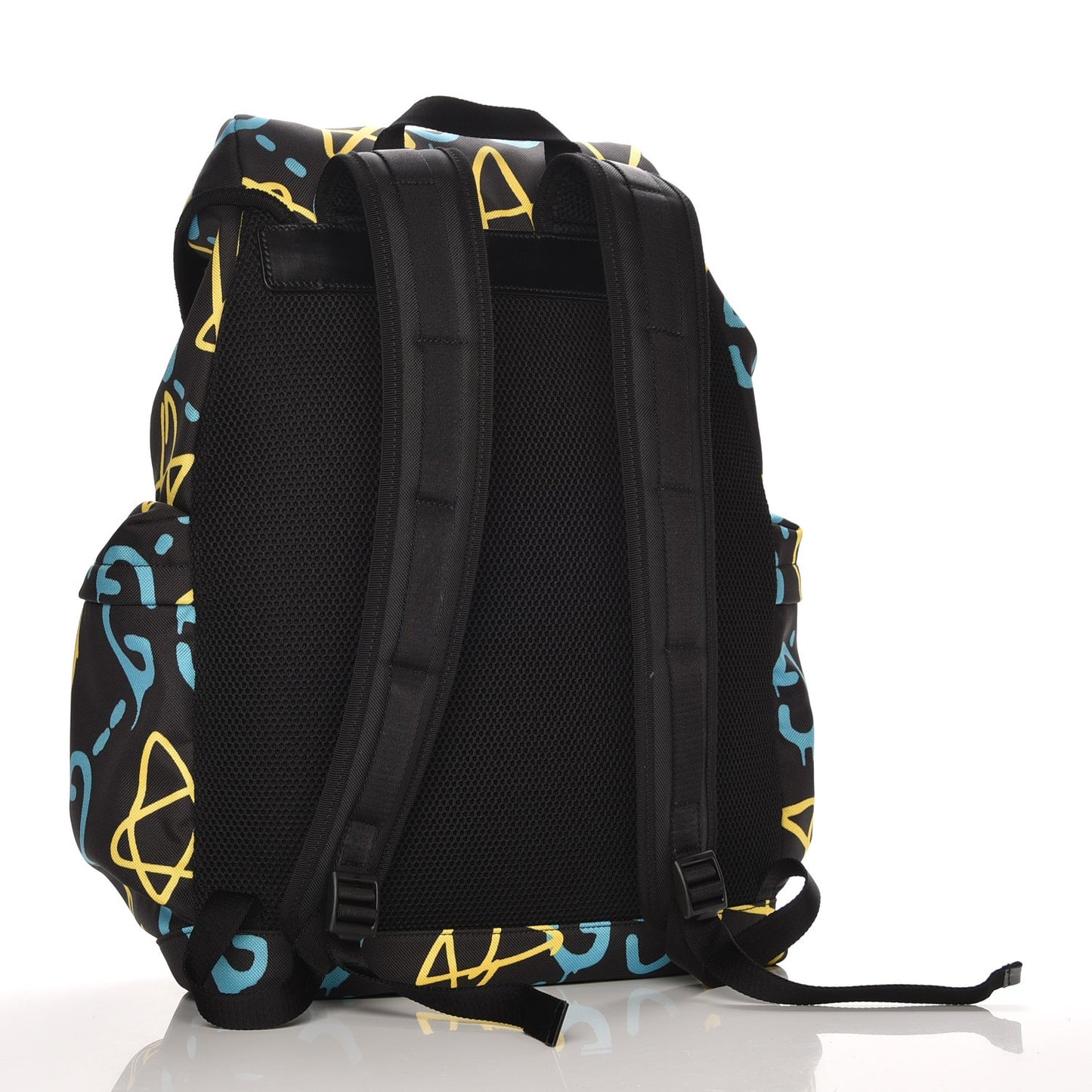 Techno Canvas GucciGhost Double Buckle Backpack Black New Acquamarine