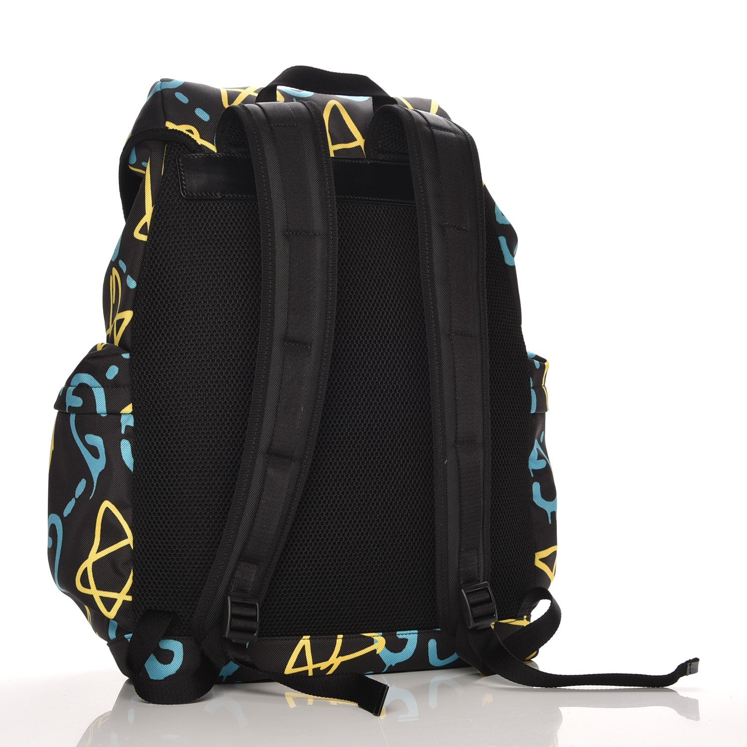 Gucci Techno Canvas GucciGhost Double Buckle Backpack Black New Acquamarine 3 of 7