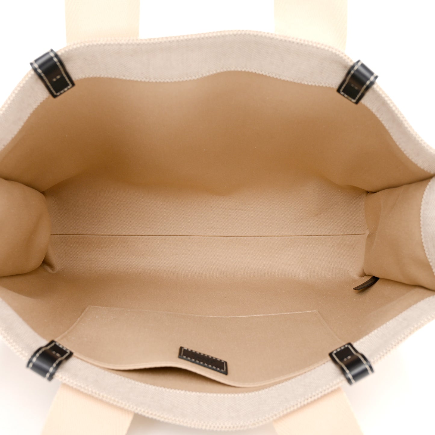 Cotton Calfskin Large Woody Ribbon Tote White Black