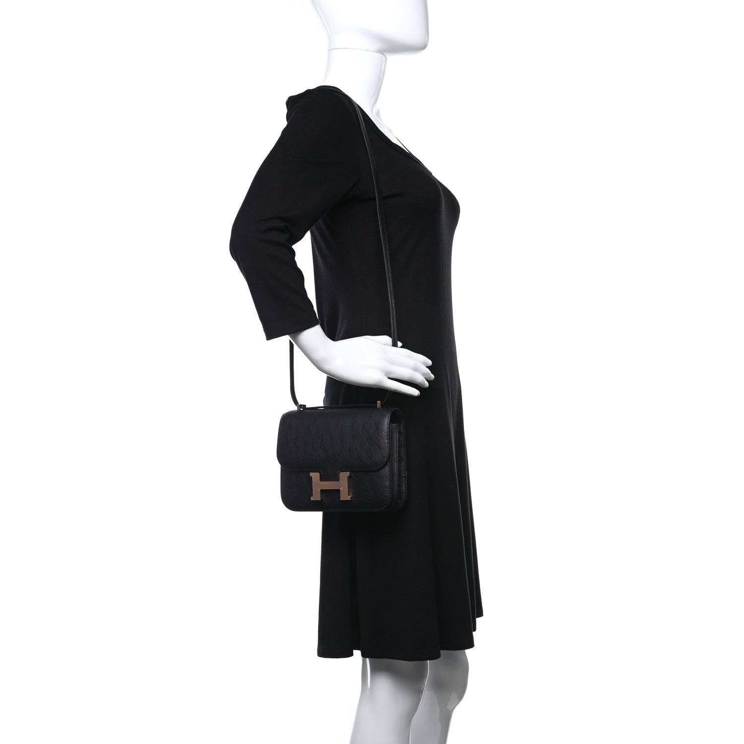 Hermes Ostrich Constance 18 Black 2 of 9