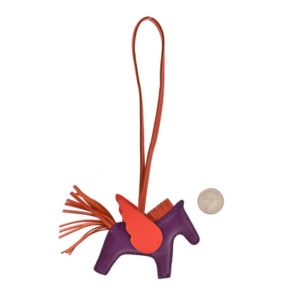 Hermes Milo Lambskin Grigri Rodeo Pegase Horse Bag Charm PM Violet Cornaline Capucine 2 of 5