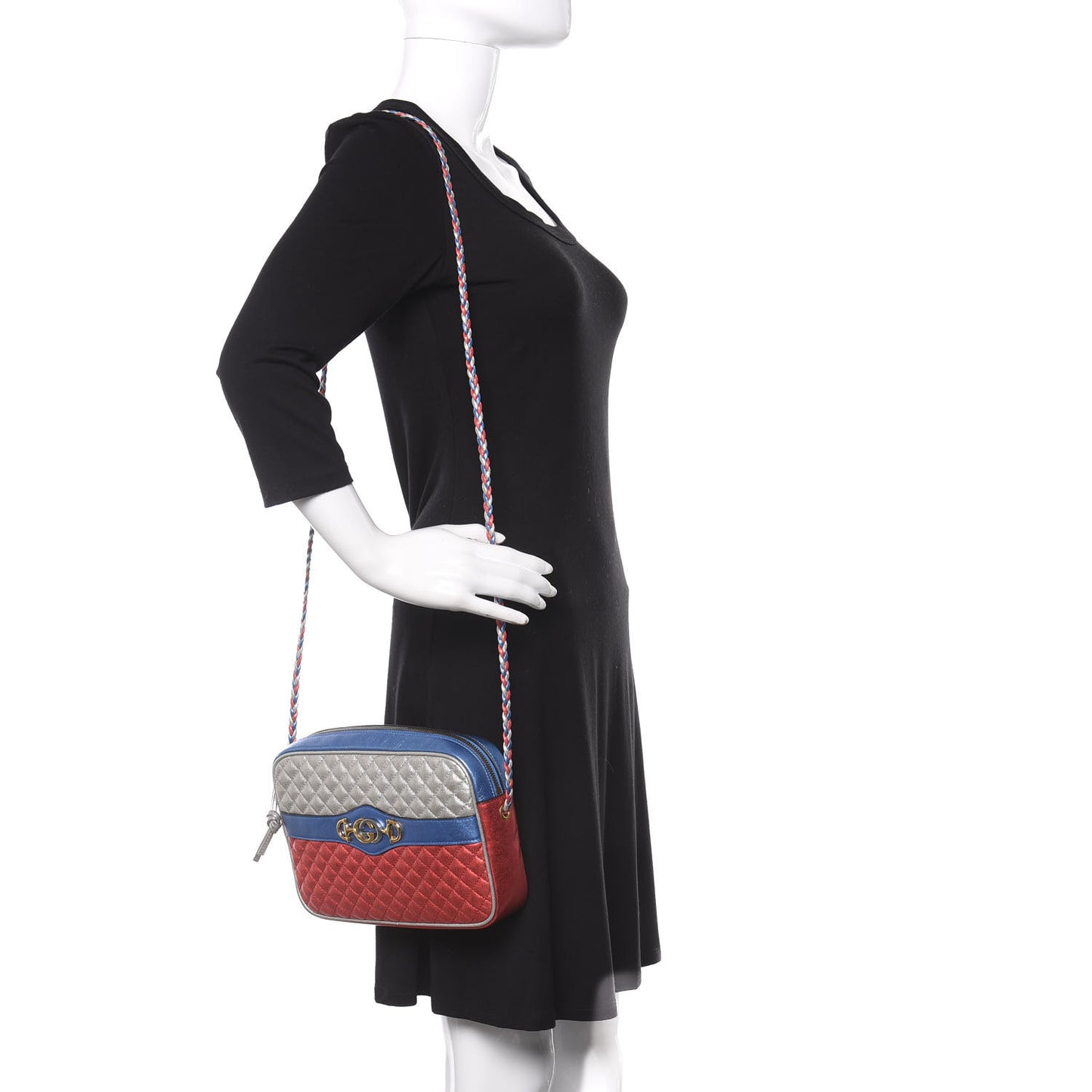 Laminated Nappa Trapuntata Small Zumi Shoulder Bag Rosso Marine Argento