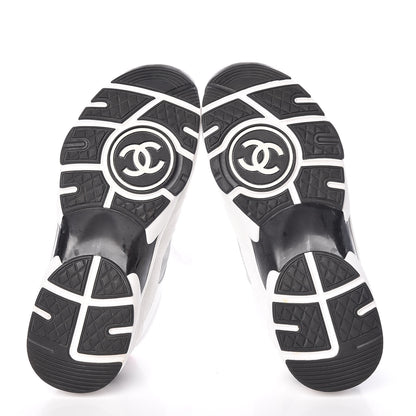 Chanel Calfskin Fabric Sneakers 38 White Silver Fluo Pink 7 of 11