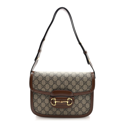 Gucci GG Supreme Monogram Horsebit 1955 Shoulder Bag Beige Brown Sugar 1 of 9