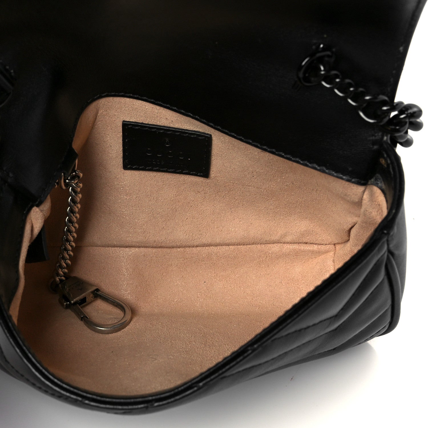 Gucci Calfskin Matelasse Monochrome GG Marmont Chain Belt Bag Black 5 of 10