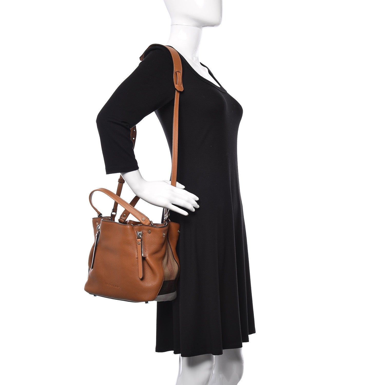 Burberry Grainy Calfskin House Check Small Maidstone Saddle Brown 2 of 12
