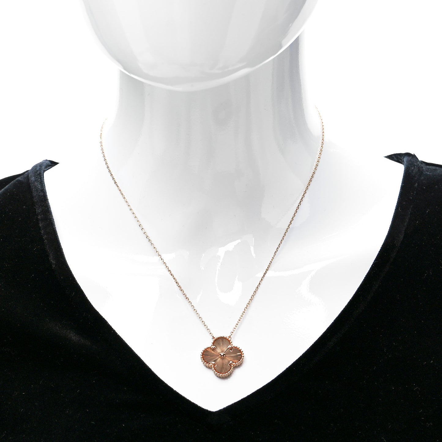 18K Rose Gold Guilloche Magic Alhambra Pendant Necklace