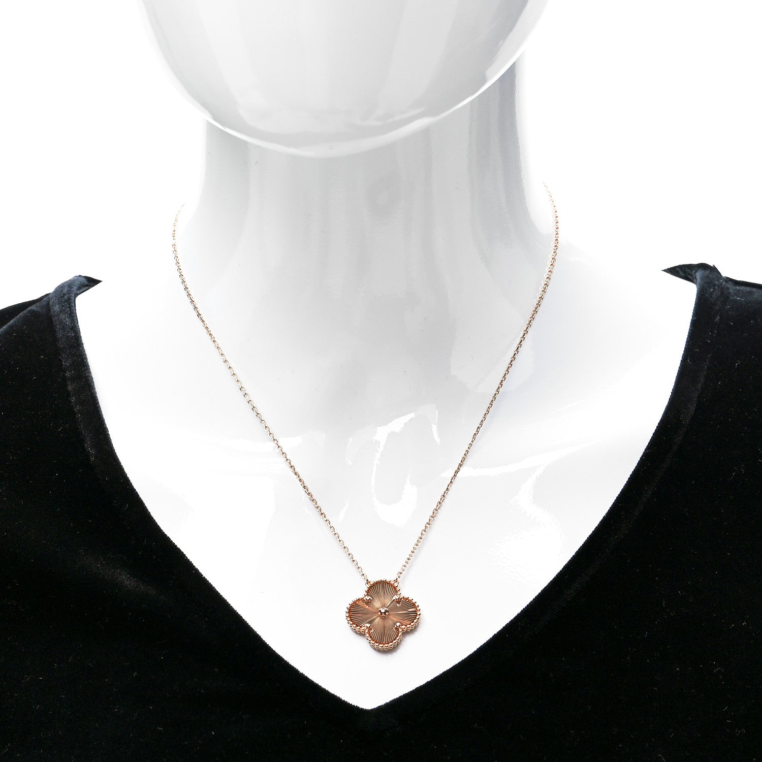 Van Cleef & Arpels 18K Rose Gold Guilloche Magic Alhambra Pendant Necklace 2 of 6