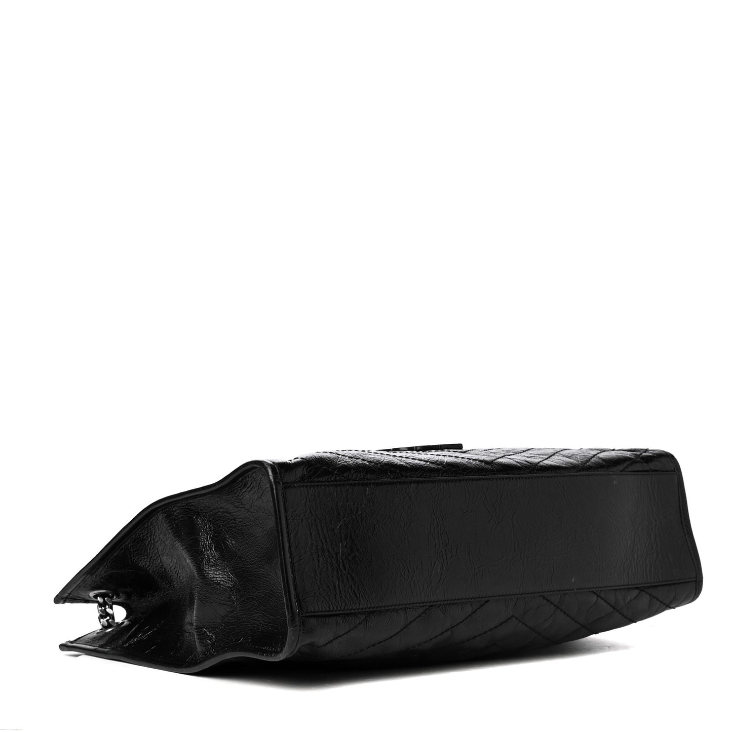 Crinkled Calfskin Matelasse Monogram Niki Shoulder Bag Black