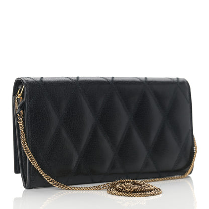 Givenchy Goatskin Quilted GV3 Chain Wallet Black 2 of 11