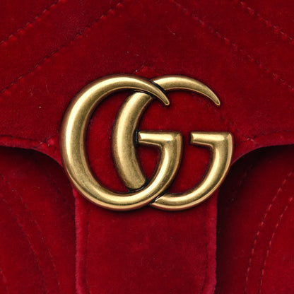 Gucci Velvet Matelasse Mini GG Marmont Shoulder Bag Hibiscus Red 23 of 24