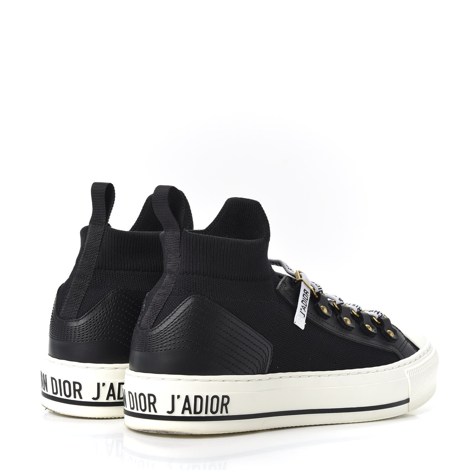 Christian Dior Technical Knit Calfskin Womens Walk'N'Dior High Top Sneakers 38.5 Black 4 of 11