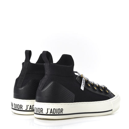 Christian Dior Technical Knit Calfskin Womens Walk'N'Dior High Top Sneakers 38.5 Black 4 of 11