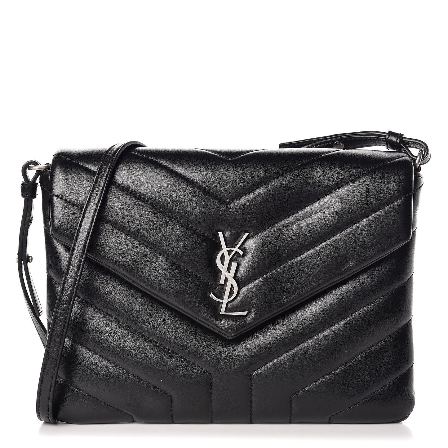 Calfskin Y Quilted Monogram Loulou Flap Bag Black