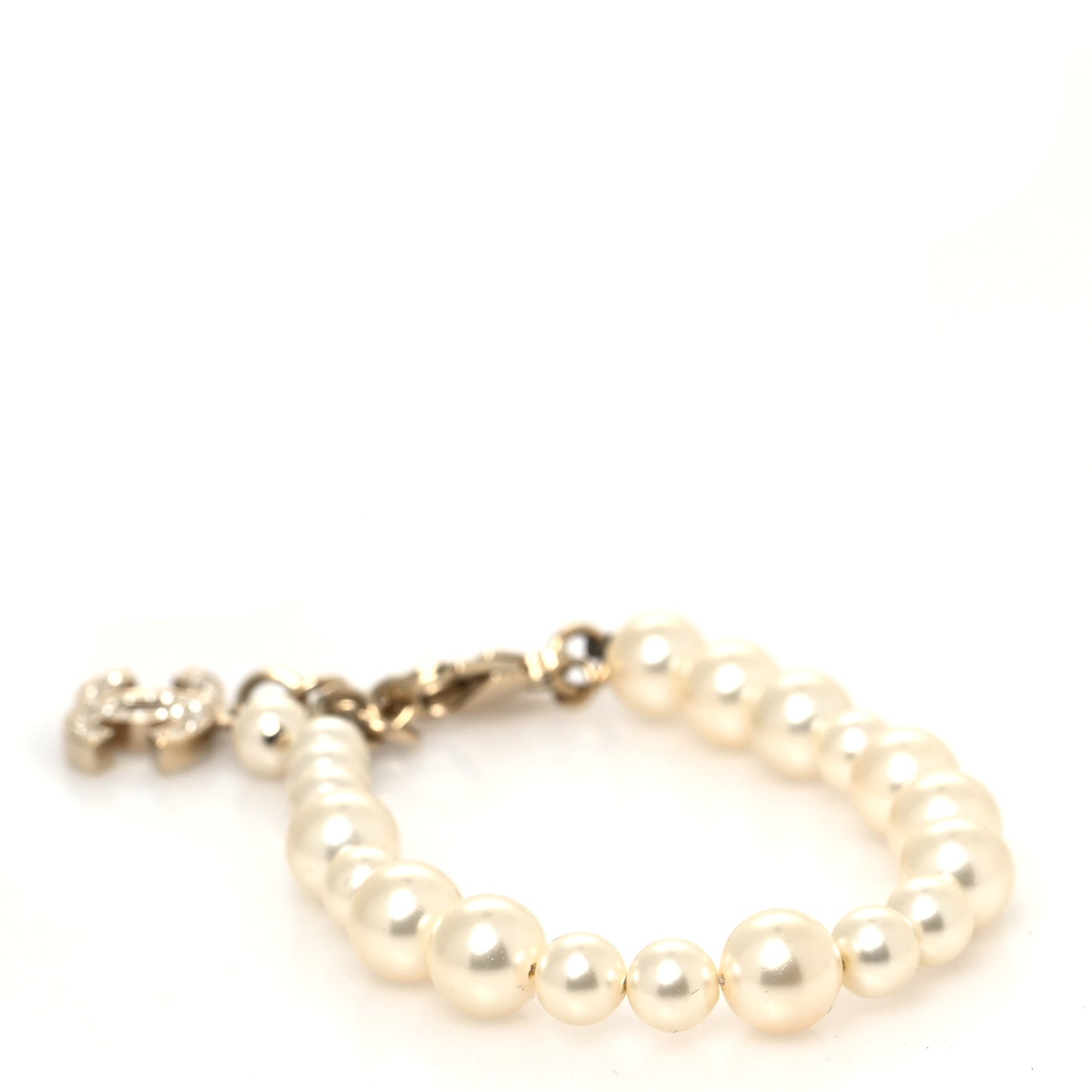 Pearl Crystal CC Bracelet Gold