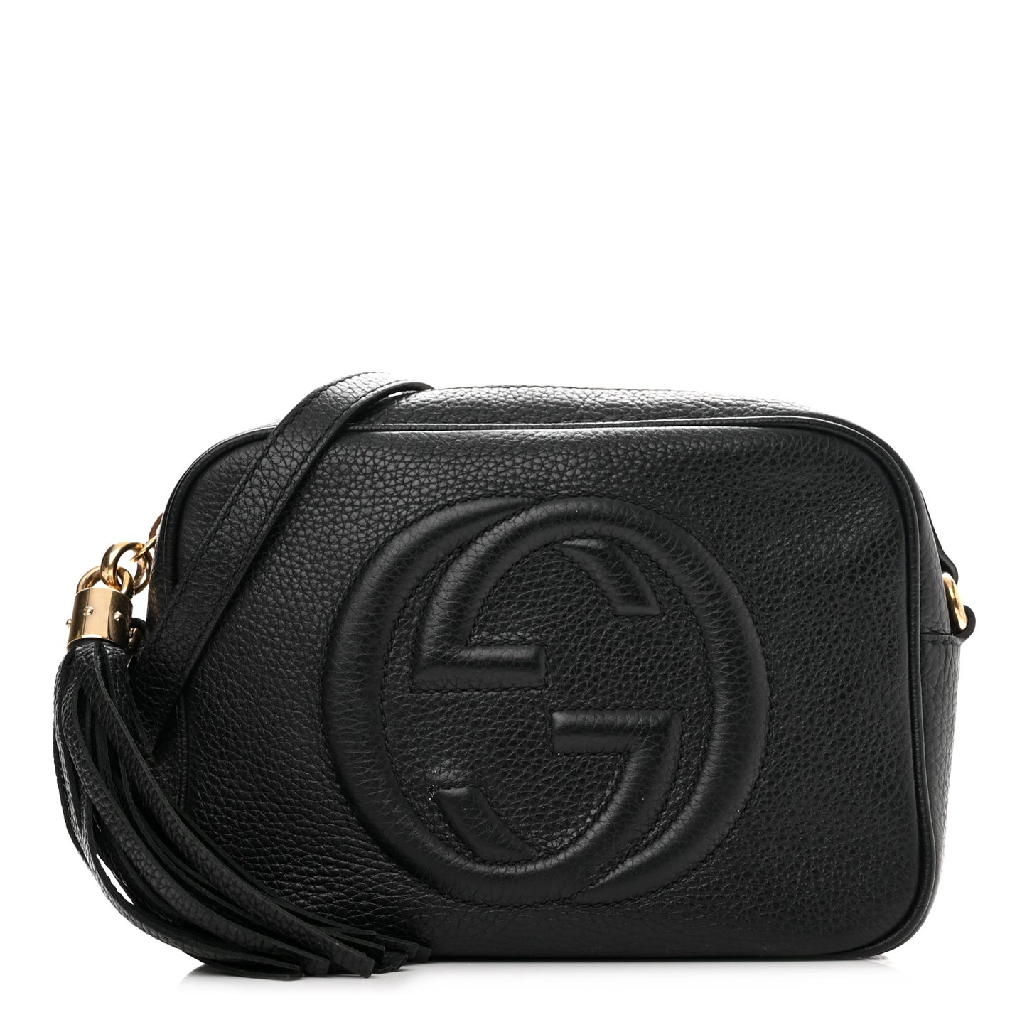 Pebbled Calfskin Small Soho Disco Bag Black
