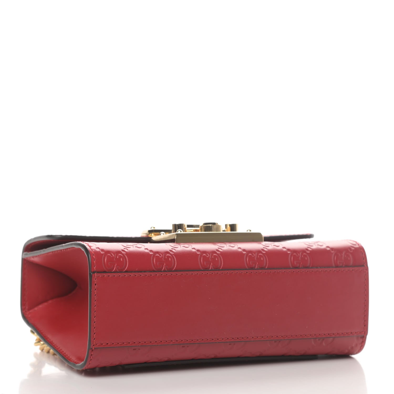 Gucci Guccissima Small Padlock Shoulder Bag Hibiscus Red 3 of 4
