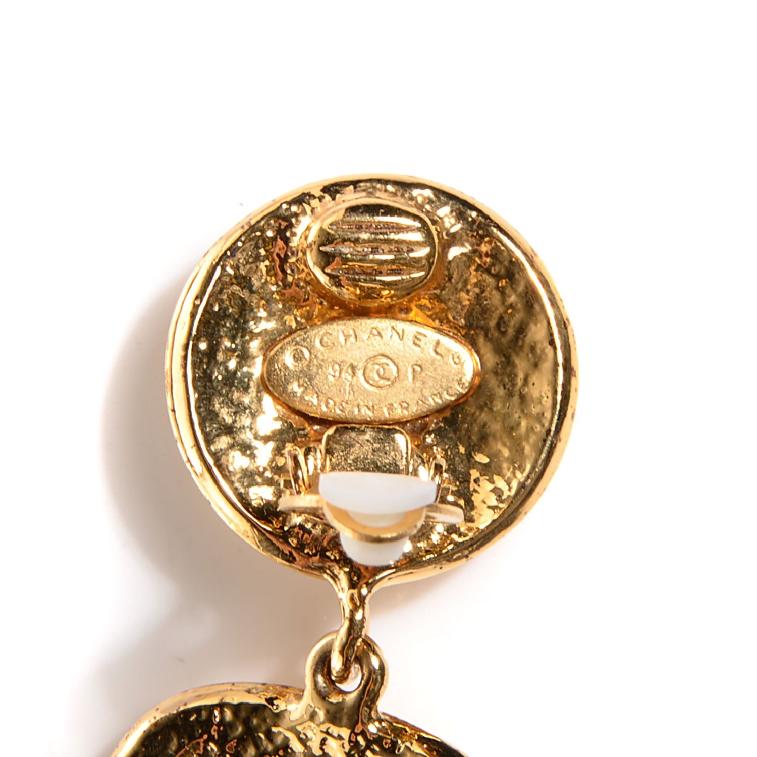Chanel CC Clip On Drop Earrings Gold 4 of 4