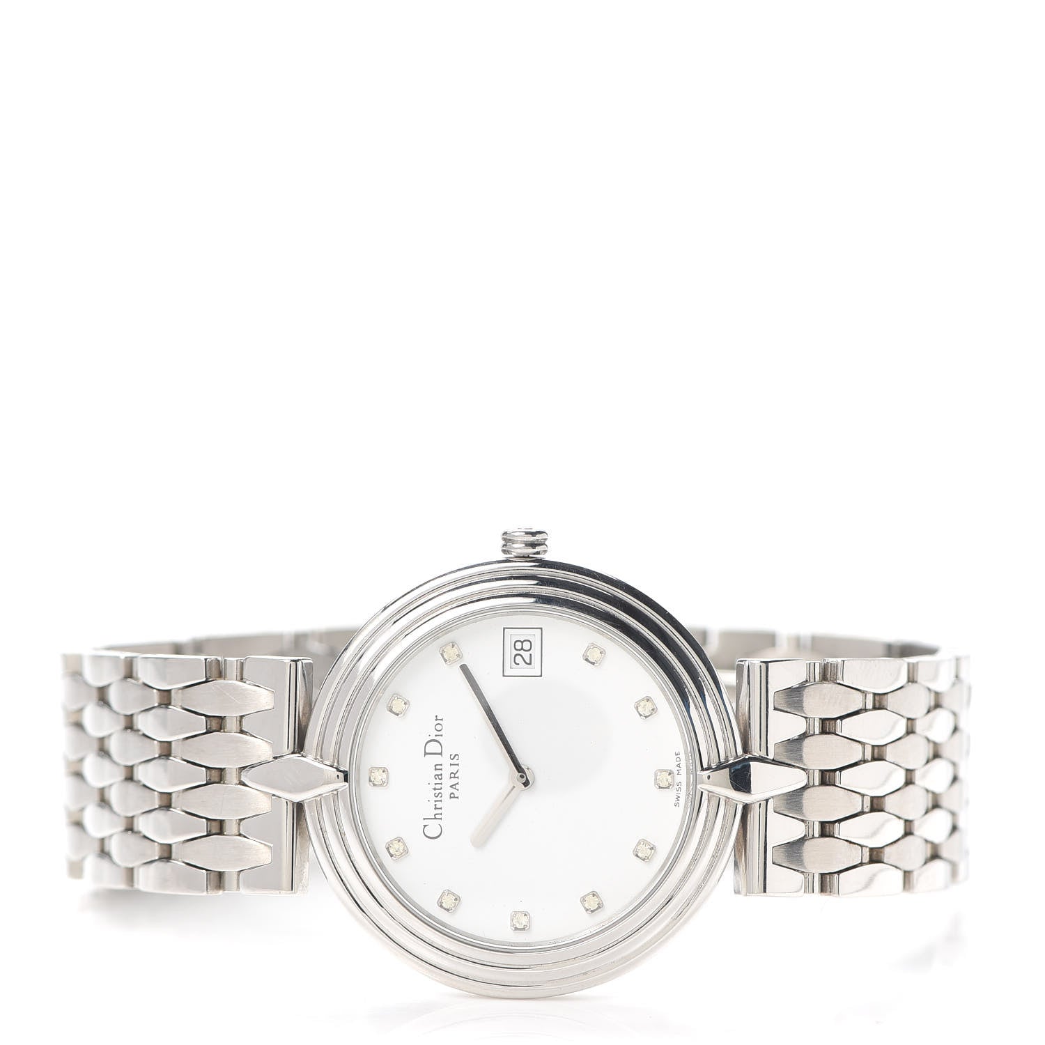 Christian Dior Stainless Steel Diamond 30mm Round Quartz Watch 2 of 5