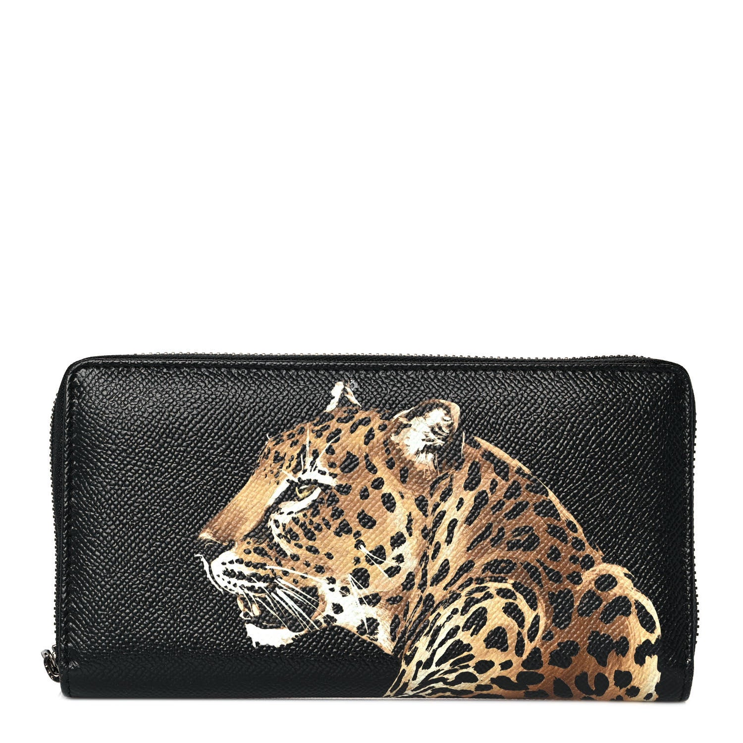 Dolce & Gabbana Dauphine Leopard Zip Around Wallet Black 1 of 8
