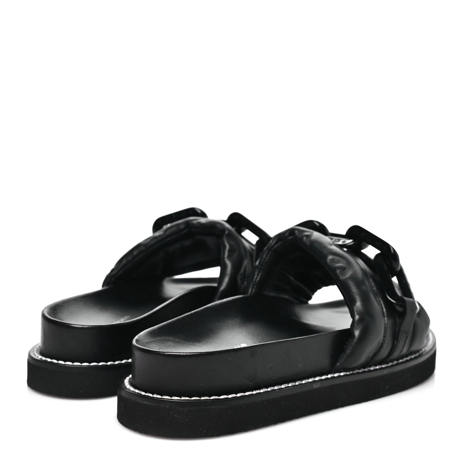 Louis Vuitton Calfskin Embossed Monogram Sunset Flat Comfort Mule 37 Black 5 of 9