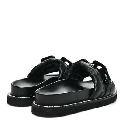 Louis Vuitton Calfskin Embossed Monogram Sunset Flat Comfort Mule 37 Black 5 of 9