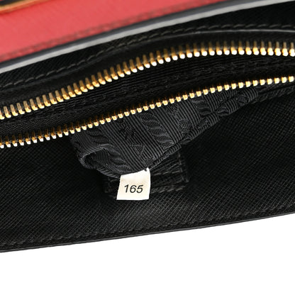Prada Saffiano Bi-Color Medium Galleria Double Zip Tote Rosso Black 6 of 13