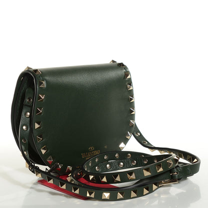 Valentino Garavani Vitello Rockstud Halfmoon Saddle Bag Forest Green 4 of 8