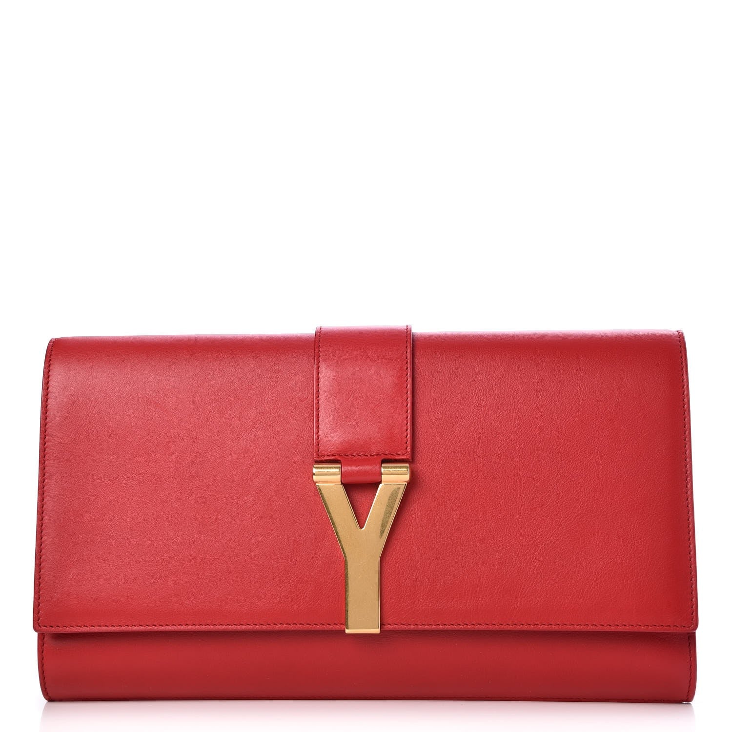 Saint Laurent Calfskin Classic Y Ligne Clutch Red 1 of 8