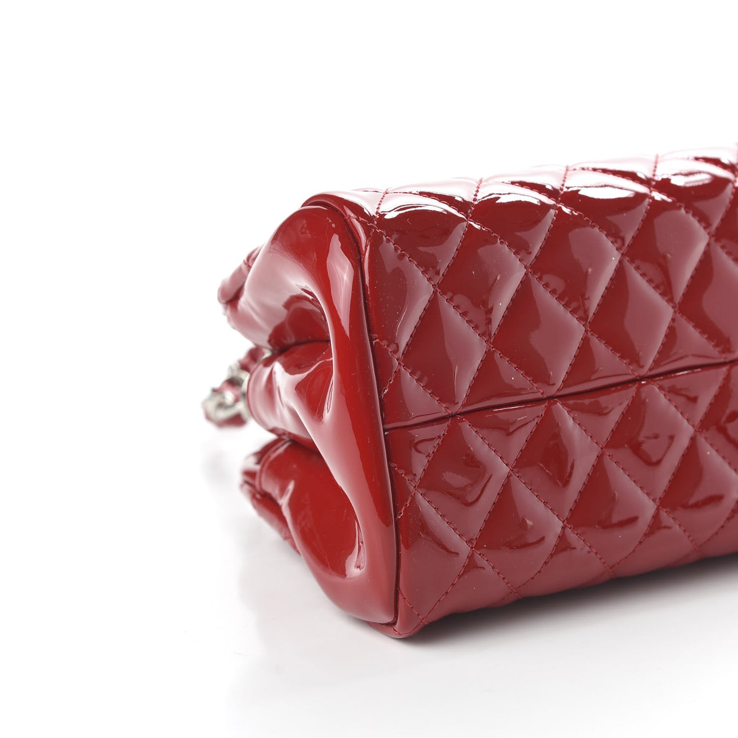 Patent Quilted Small Just Mademoiselle Bowling Bag Red