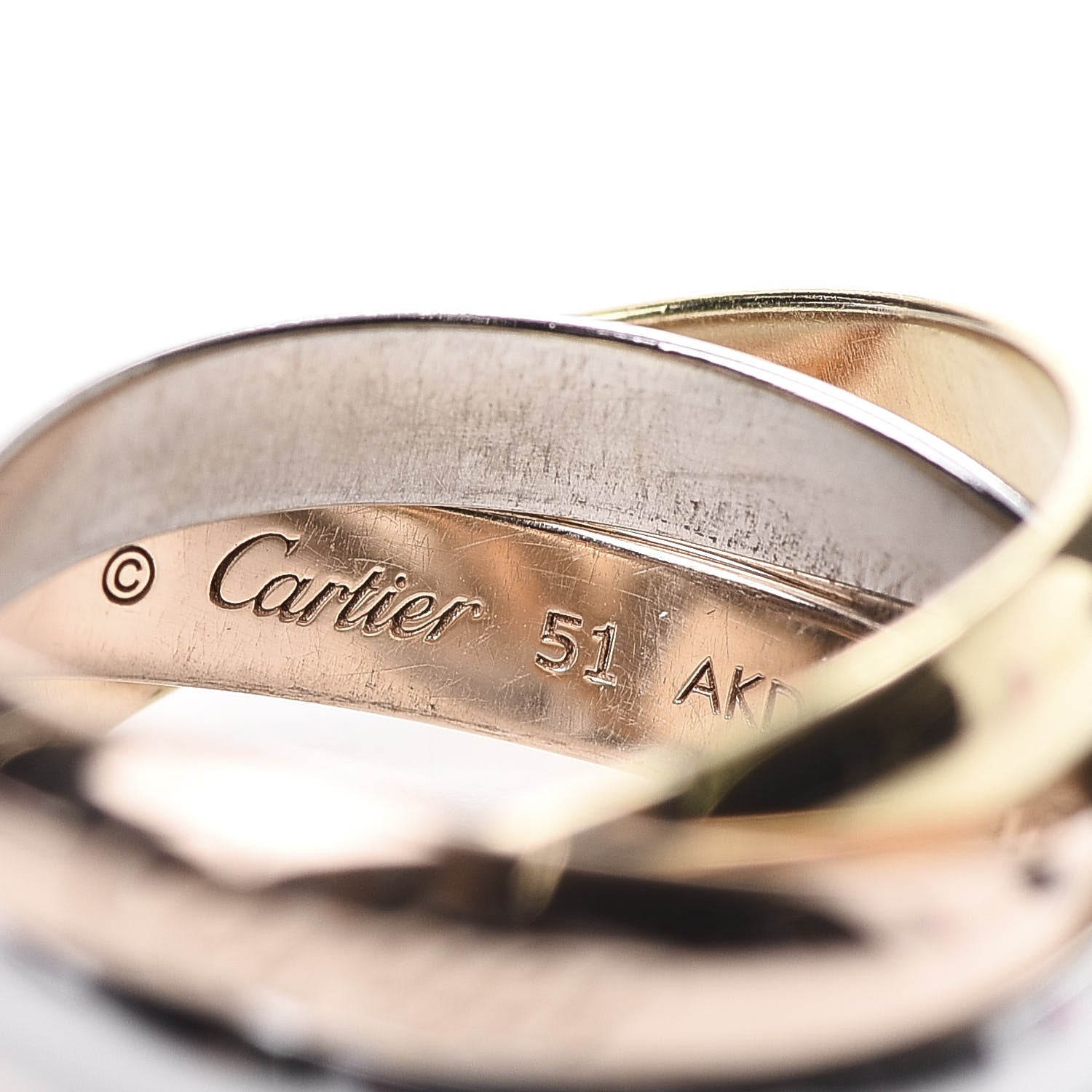 Cartier 18K Pink Yellow White Gold Classic Trinity Ring 51 5.75 4 of 6
