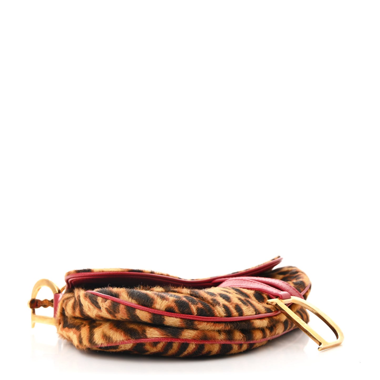 Pony Hair Leopard Saddle Bag Red