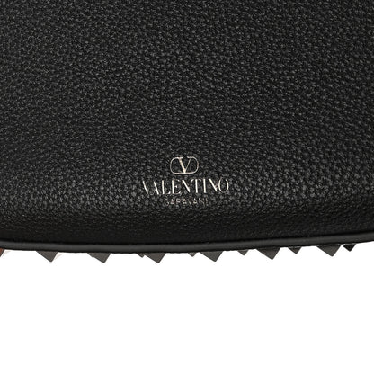 Valentino Garavani Grained Calfskin Rockstud Hobo Bag Black 7 of 10