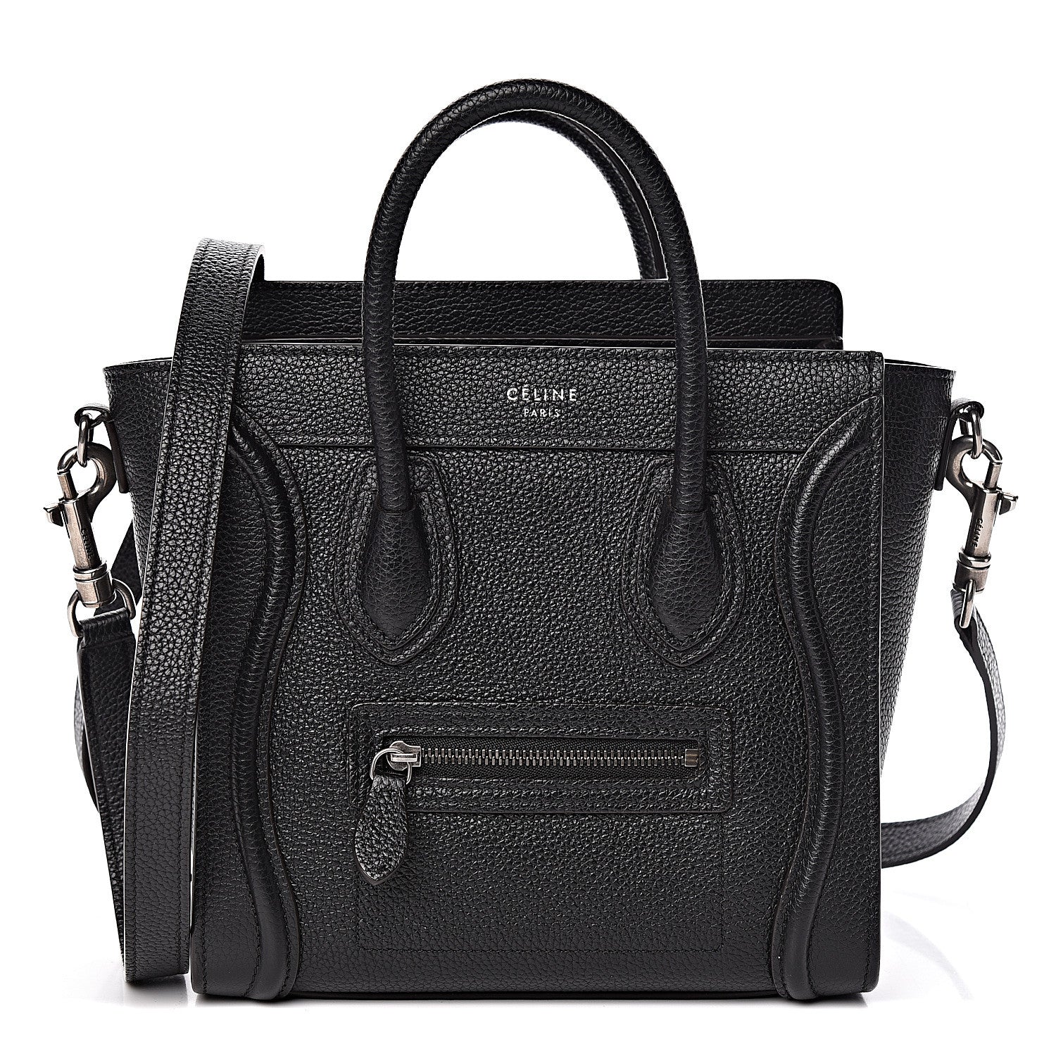 Celine Drummed Calfskin Nano Luggage Black 1 of 10