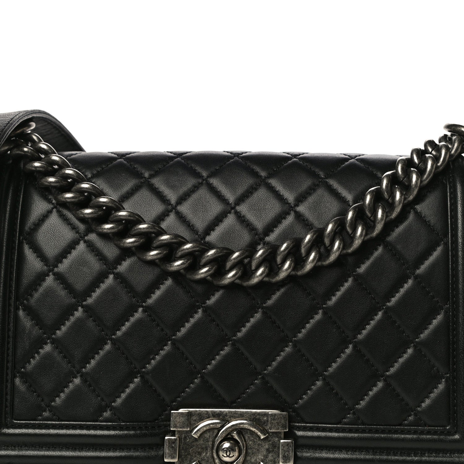Chanel Lambskin Quilted Medium Boy Flap Black 15 of 15