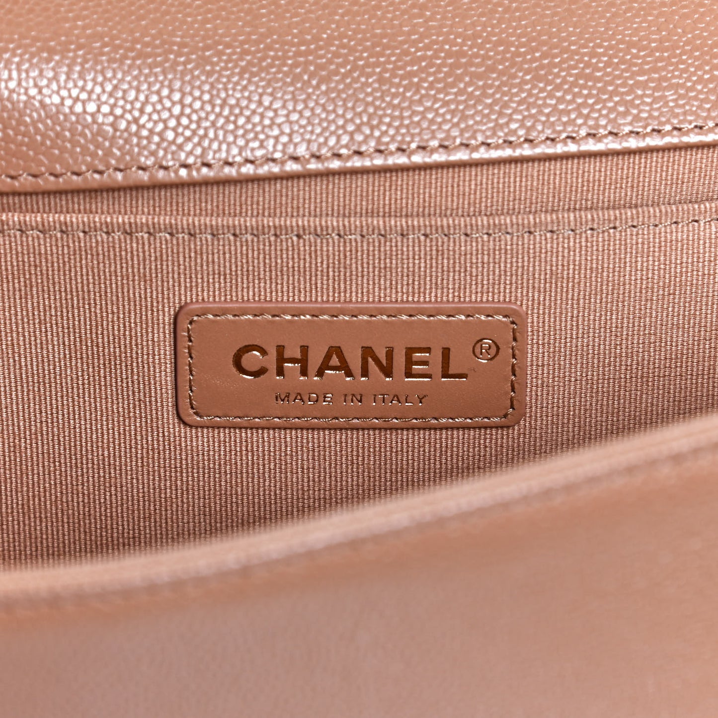 Caviar Quilted Medium Boy Flap Light Brown