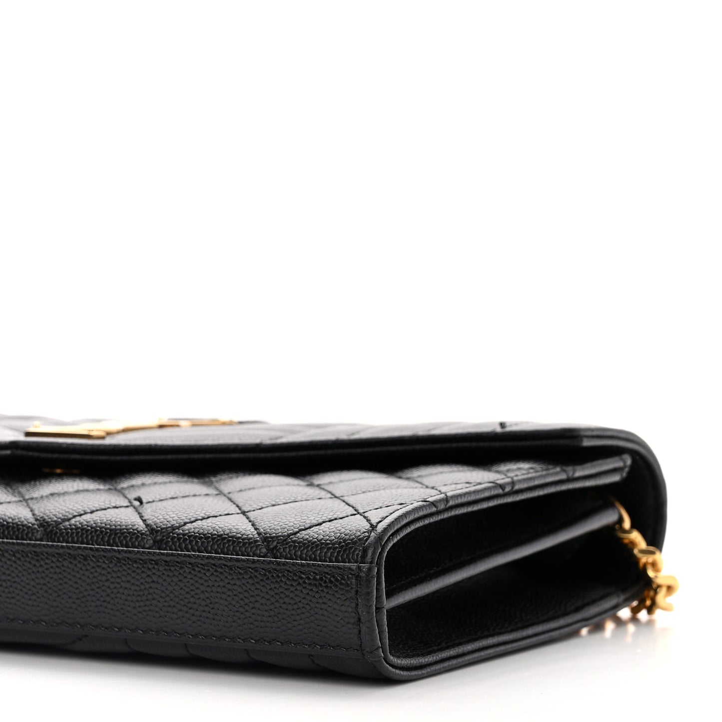Grain De Poudre Mixed Matelasse Triquilt Monogram Chain Wallet Black