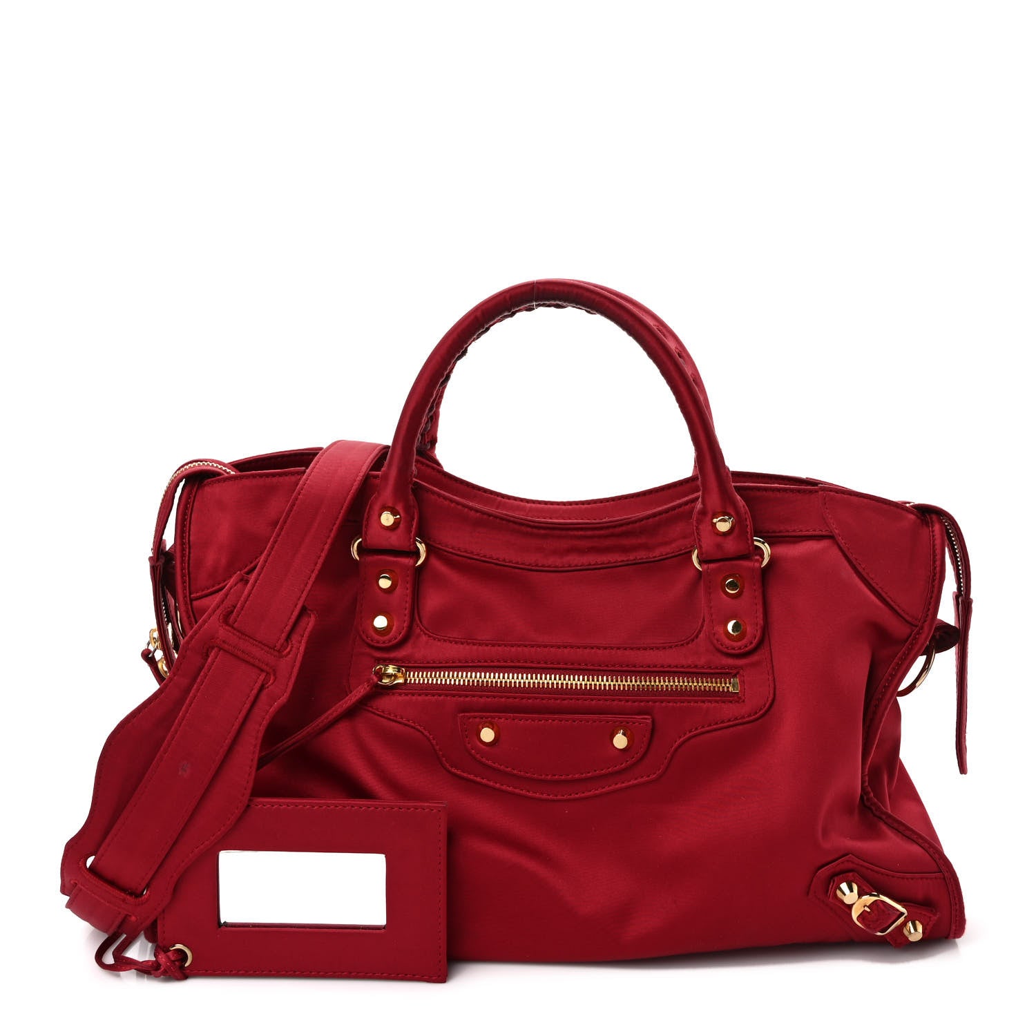 Balenciaga Satin Classic Gold Hardware City Red 1 of 12