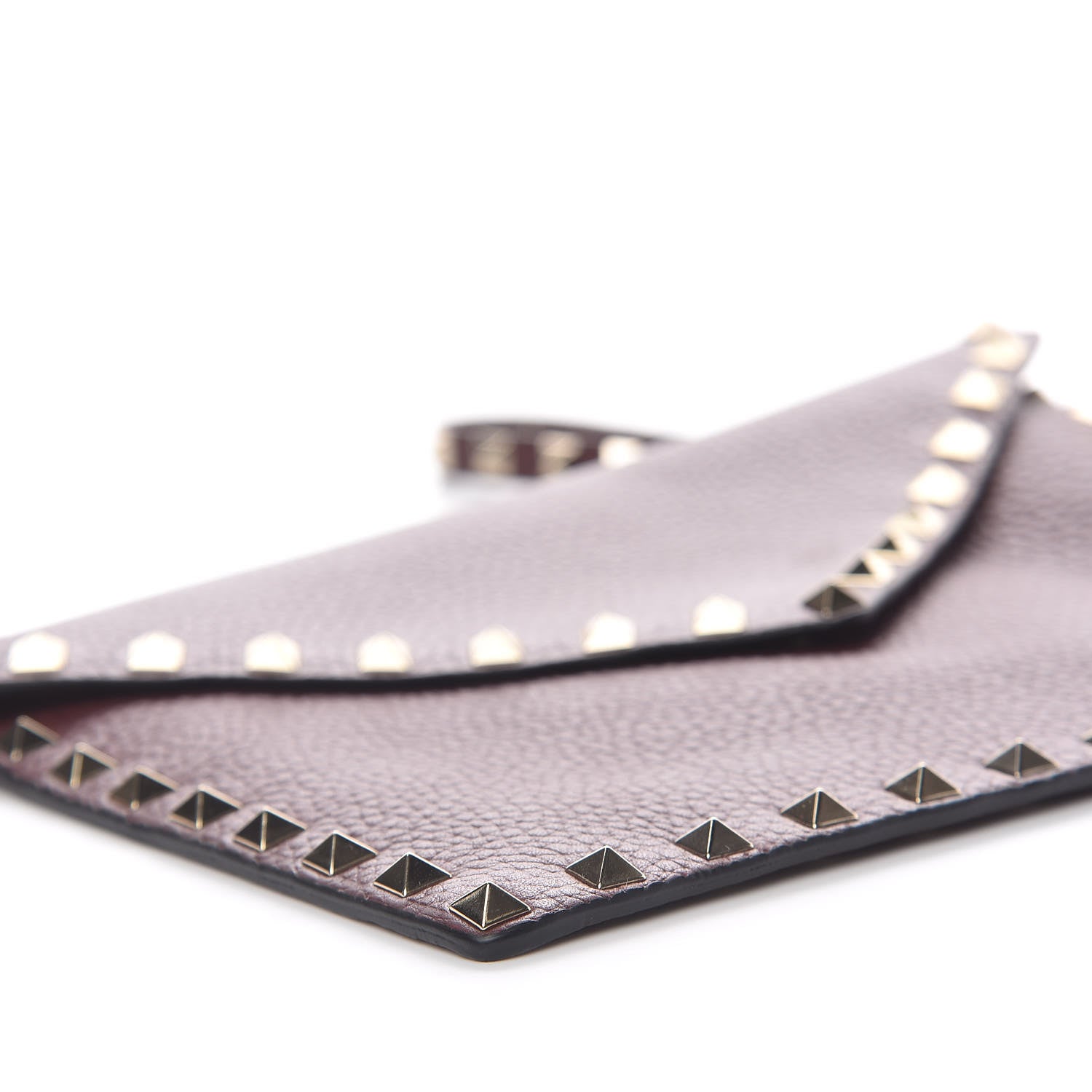 Valentino Garavani Pebbled Calfskin Medium Rockstud Envelope Flat Wristlet Pouch Rubin 7 of 10