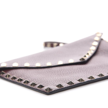 Valentino Garavani Pebbled Calfskin Medium Rockstud Envelope Flat Wristlet Pouch Rubin 7 of 10